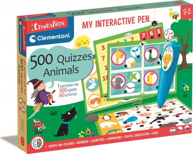 Clementoni Interaktiver Lernspiel Stift - 500 Quiz Tiere