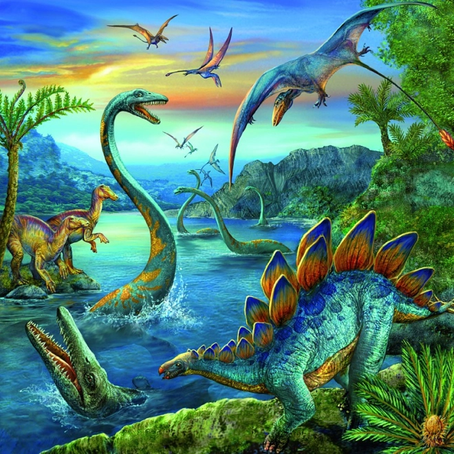 Drei Dinosaurier-Szenen in einer Packung