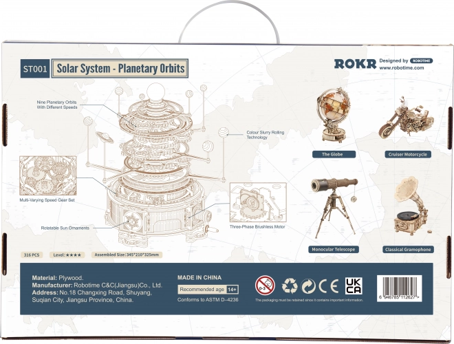 Rokr 3D Holzpuzzle Sonnensystem - Mechanische Planetarium