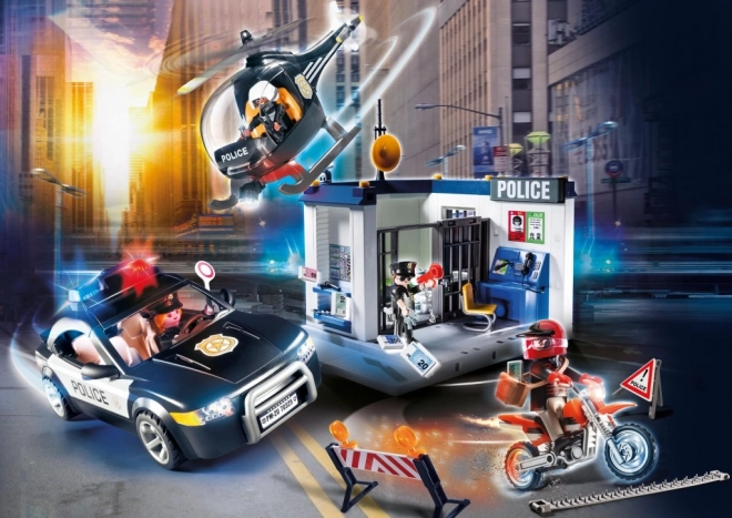 Polizei Set City Action mit Auto und Hubschrauber