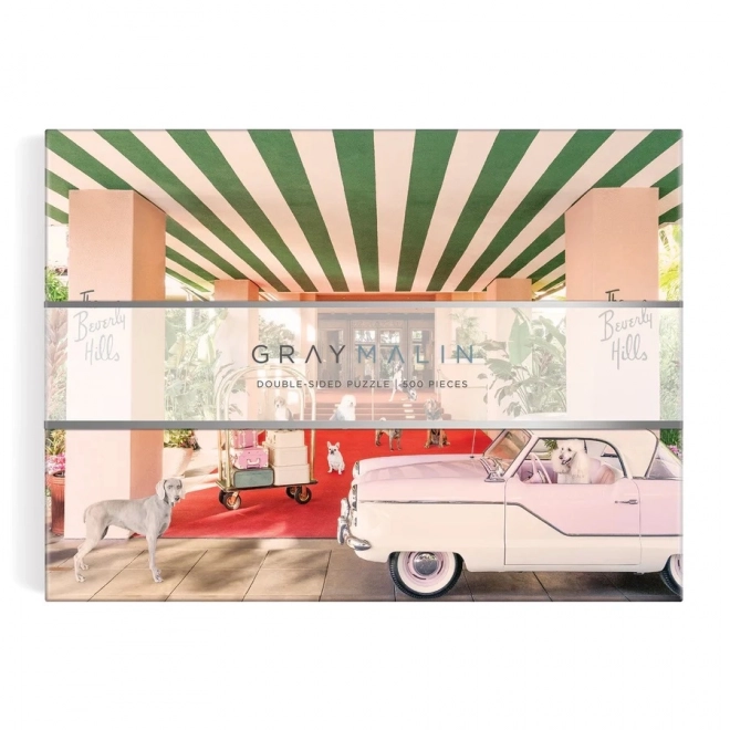 Galison Puzzle: Hunde im Beverly Hills Hotel, doppelseitig, 500 Teile