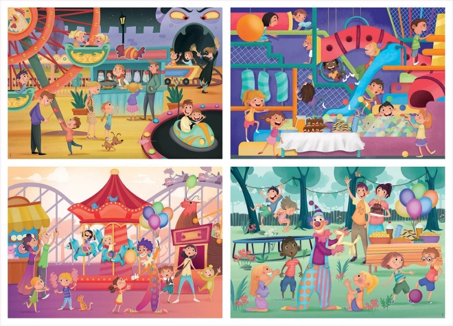 Educa Puzzle Vergnügungspark und Kinderparty 4v1
