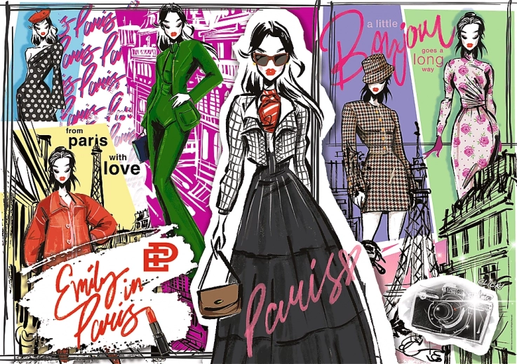 Puzzle Emily in Paris: modische Inspiration 1000 Teile