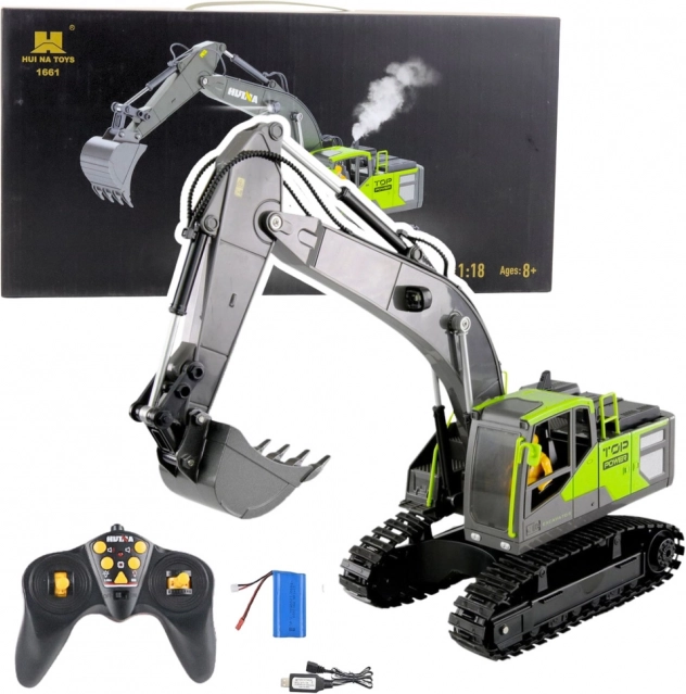 RC Kettenbagger mit Dampf HUINA 1:18 grün