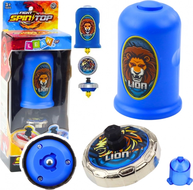 Set mit Auswerfer und fliegender Scheibe Löwe Blau