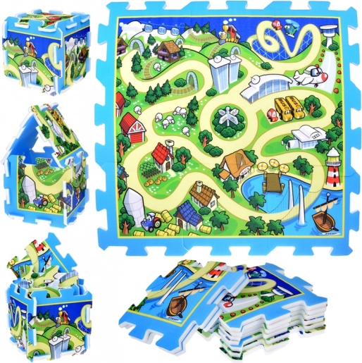 Schaumpuzzle Stadt – Straßen, Spielmatte für Kinder 93 × 93 cm