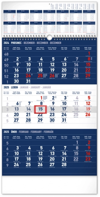 Notique Wandkalender Dreimonatskalender Blau 2025