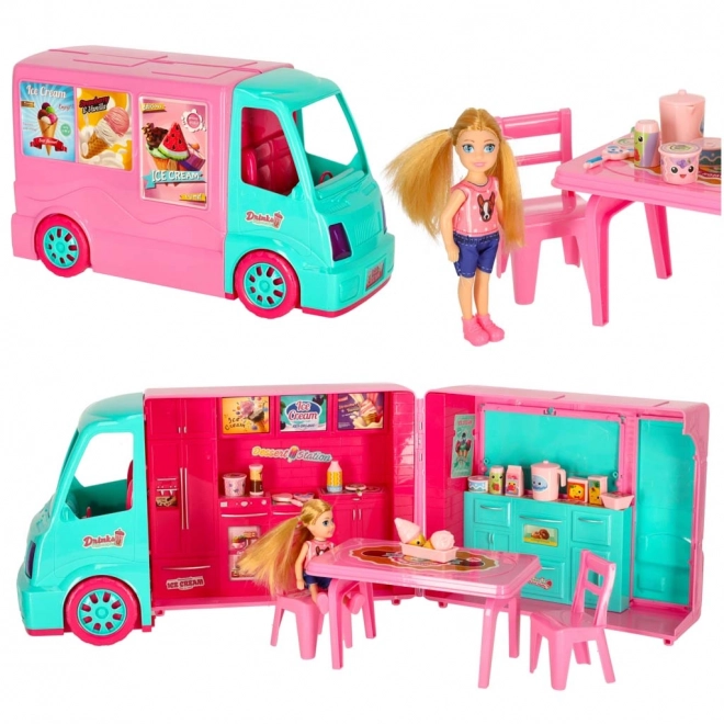 Puppen-Camper und Food-Truck Set