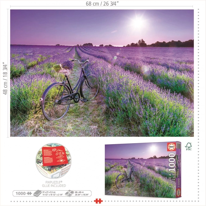 Puzzle Lavendelfeld mit Fahrrad 1000 Teile