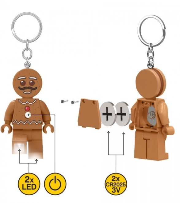 LEGO Schlüsselanhänger Lebkuchenmännchen mit LED-Lampe