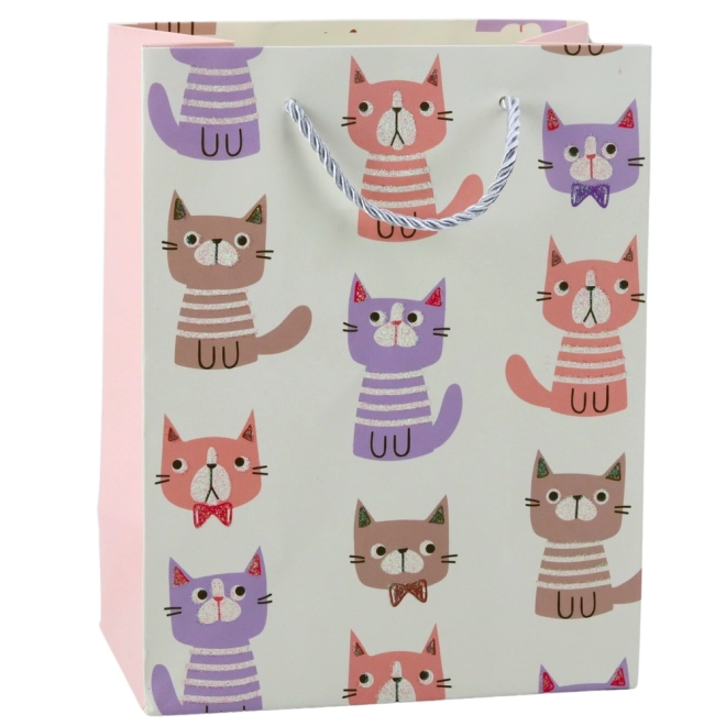 Geschenktasche mit Katzen, glitzernd