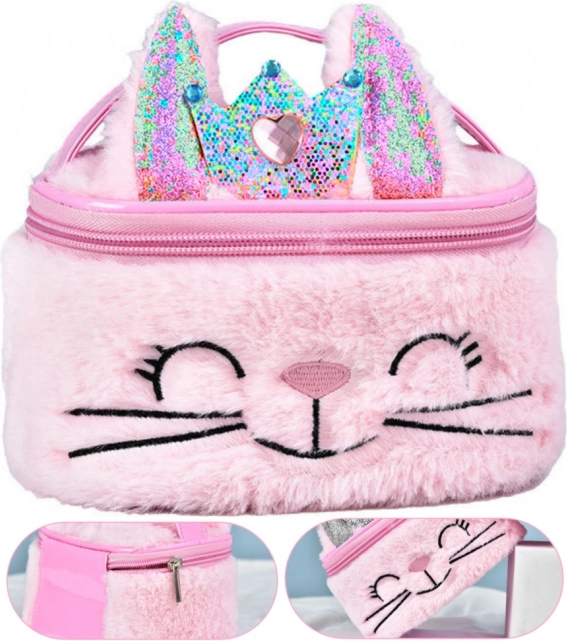 Kinder Plüsch Kosmetiktasche Häschen Rosa 20cm