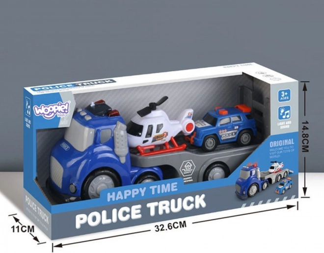 Woopie Blauer Polizeianhänger City Truck mit Licht- und Soundeffekten