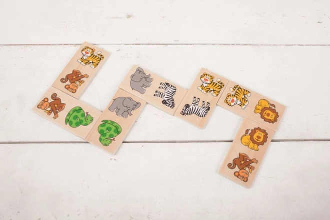 Buntes Safari-Holzdomino für Kinder