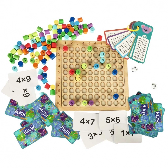 Holzspielzeug Multiplikationstabelle mit bunten Scheiben