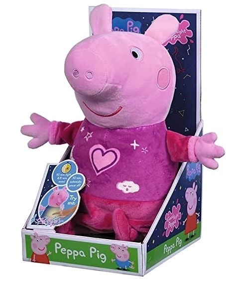 Peppa Pig 2-in-1 Kuscheltier mit Schlaflied und Licht, rosa, 25 cm