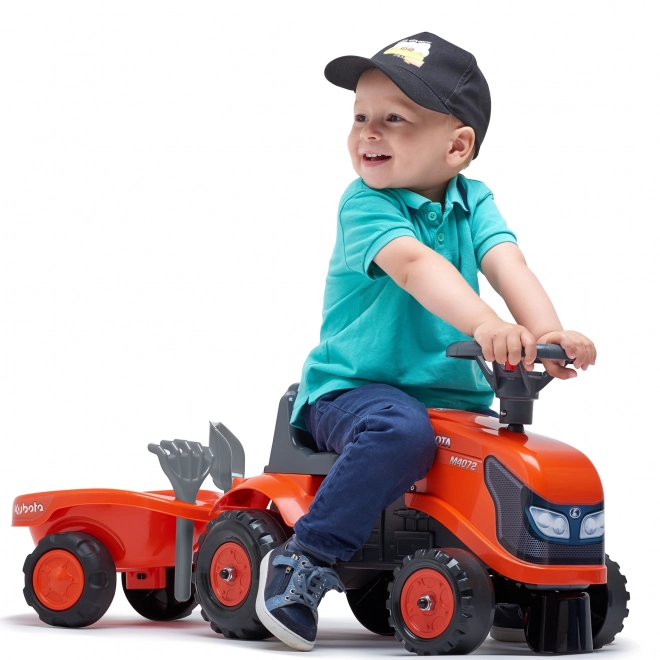 Baby-Kubota-Trettraktor mit Anhänger