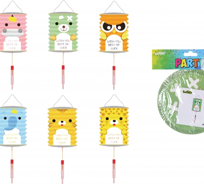 Lampion Zylinder Tiere 16 cm