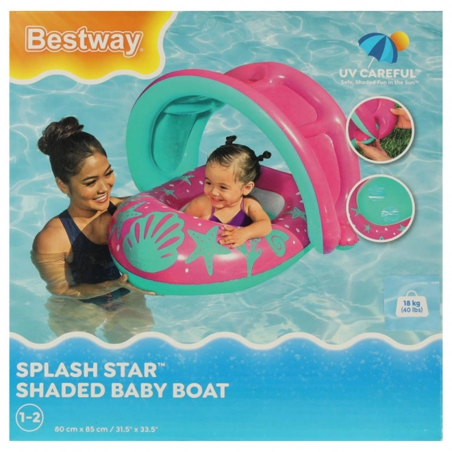 BESTWAY 34091 Kinder aufblasbares Boot mit Sitz und Verdeck rosa 1-2 Jahre 18 kg