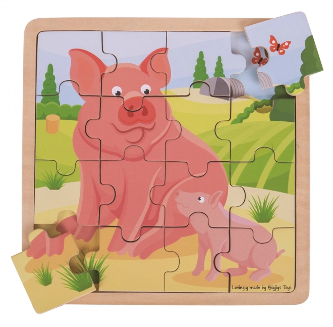 Bigjigs Toys Puzzle - Schwein mit Ferkel