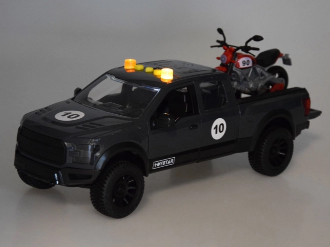 Kinder Pickup mit Motorrad und Lichteffekten