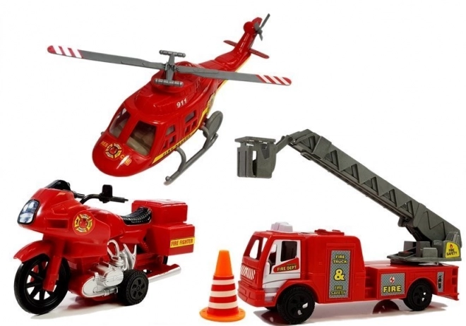Spielset Feuerwehrfahrzeuge mit Licht und Ton