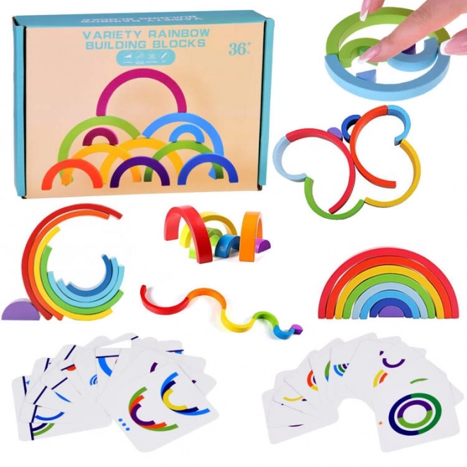 Montessori Holzpuzzle mit bunter Regenbogenaufgabe