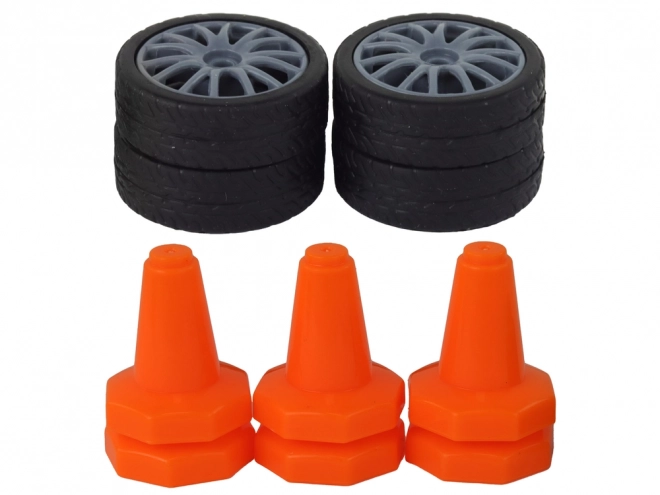 Ferngesteuerter Sportwagen R/C 1:24 mit austauschbaren Rädern – Gelb