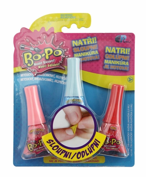 Bo-Po Set mit 3 Abziehbare Nagellacke