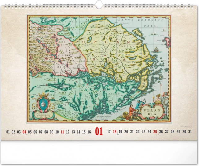Wandkalender Alte Karten 2026