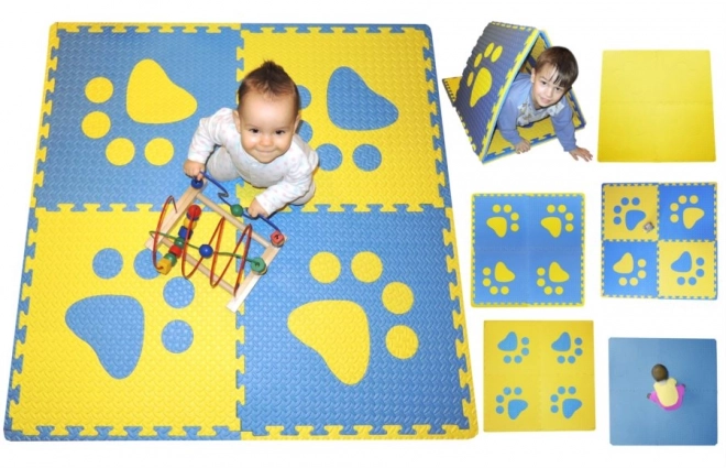 Puzzlematte Baby mit Rand - Blau und Gelb