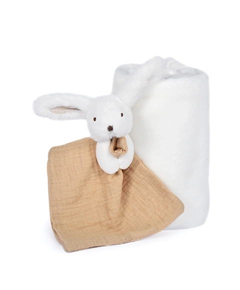 Doudou Geschenkset Glücklicher Hase Schnuffeltuch und Decke