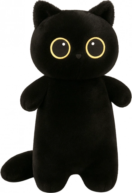 Plüschspielzeug schwarze Katze mit großen Augen 65 cm