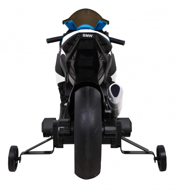 Kinder-Elektromotorrad BMW HP4 Weiß + Stützräder + sanfter Start + EVA + MP3 LED