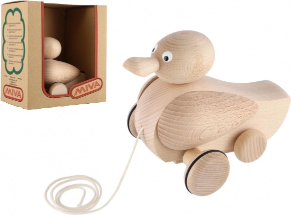 Zieh-Ente aus Naturholz 17 cm