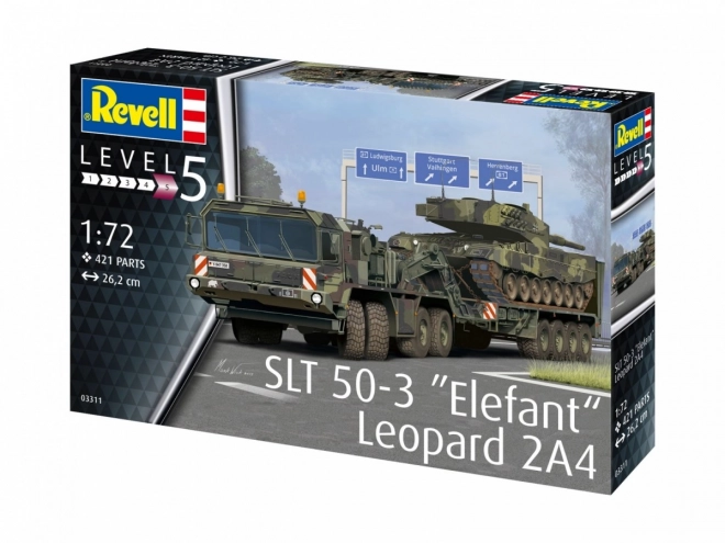 Schwertransporter SLT 50-3 Elefant mit Panzer Leopard 2A4 Modellbausatz