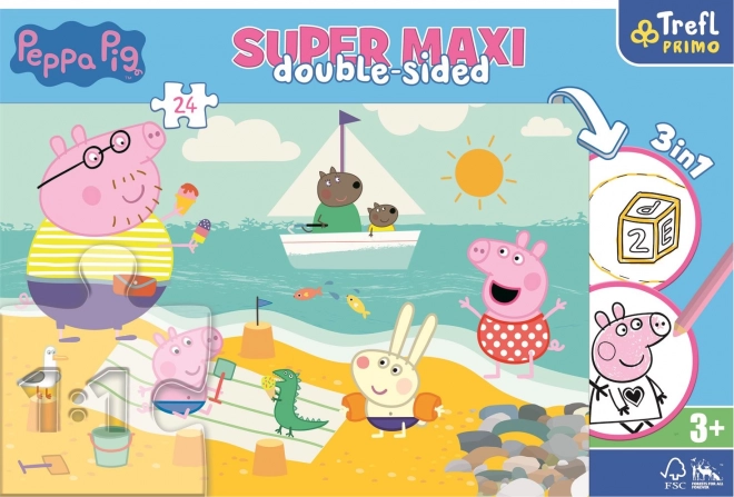 Peppa Wutz Doppelseitiges Puzzle SUPER MAXI 24 Teile von Trefl