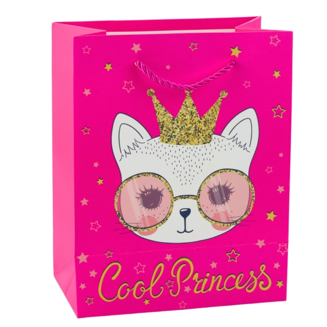 Geschenktasche Katzen rosa mit Glitzer