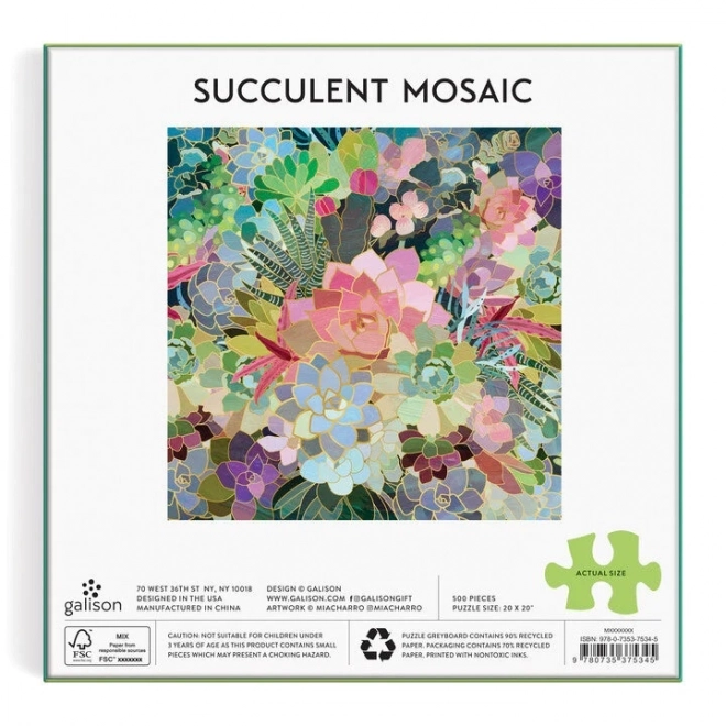 Galison Puzzle Sukkulenten Mosaik 500 Teile