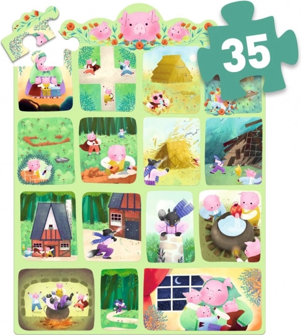 DJECO Puzzle Drei kleine Schweinchen 35 Teile