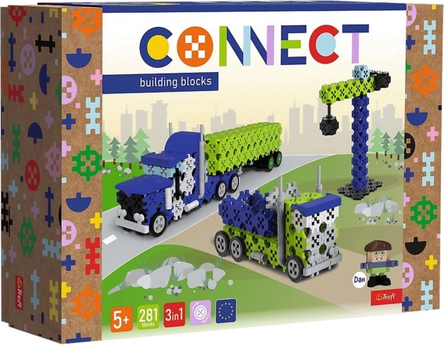 Bausatz Klocki Connect 3-in-1 – Lastwagen und Baustellenbereich L