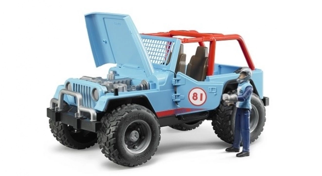 Blaues Jeep-Rennwagen mit Fahrer von Bruder