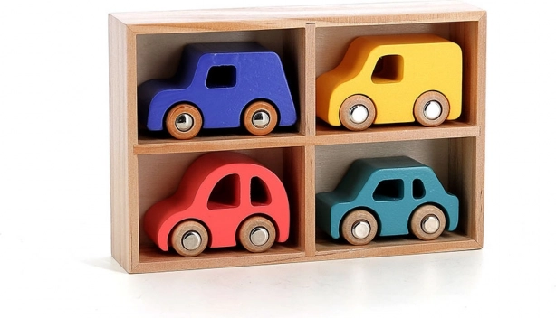 Set von 4 hölzernen Autos City von Vilacity