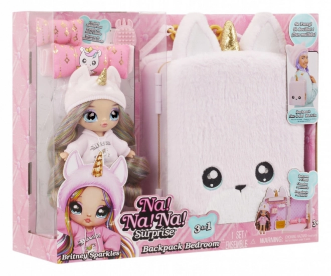 Na! Na! Na! Surprise 3-in-1 Rucksack Schlafzimmer Einhorn-Spielset - Britney Sparkles