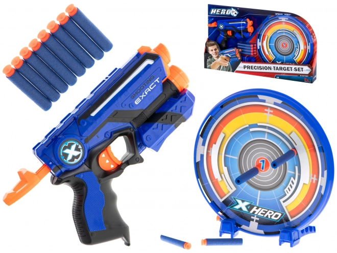 Schaumstoffmaschinenpistole NERF + Zielscheibe + 8 Pfeile