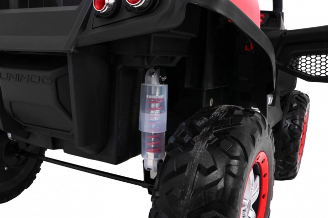 Mercedes Benz Unimog für Kinder Rot + 4x4 + Fernbedienung + Gepäckträger + sanfter Start + MP3 LED