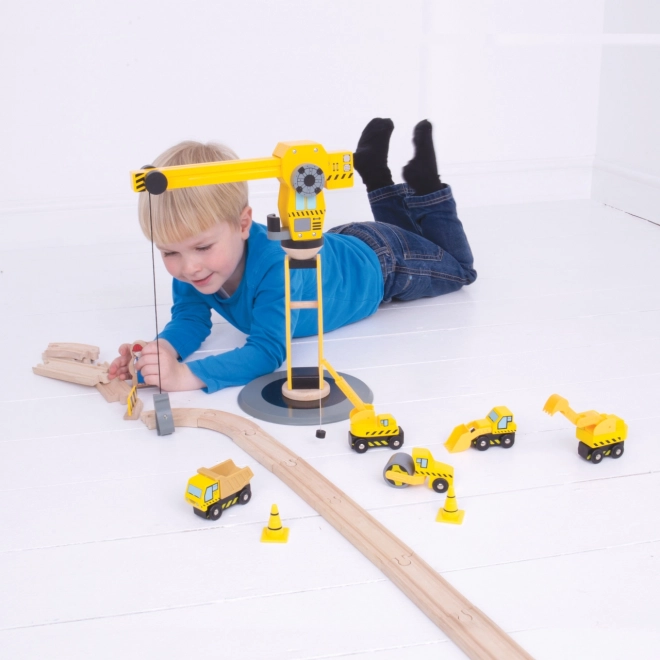 Bigjigs Rail Kran und Baugeräte Set