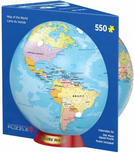 Puzzle Weltkarte 550 Teile in Blechdose