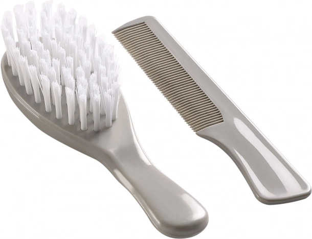 Set aus Haarbürste und Kamm, Grau
