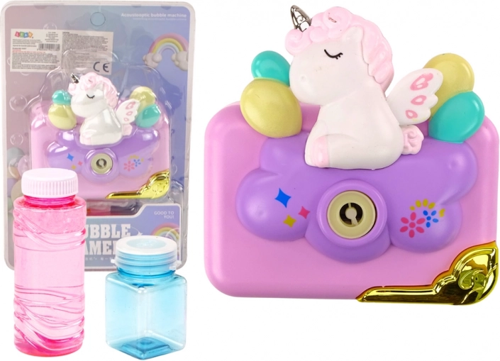 Kamera mit Seifenblasen und Einhorn